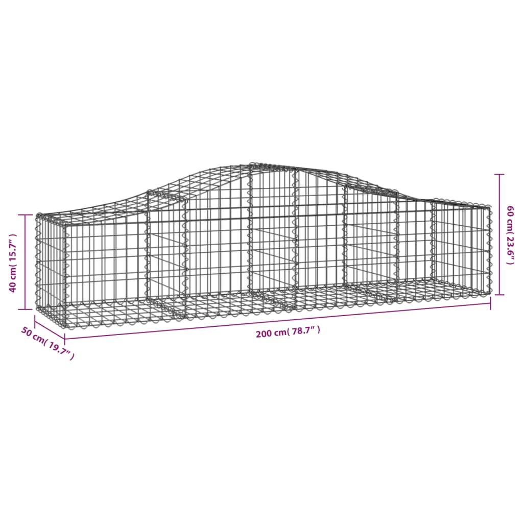 18 db íves horganyzott vas gabion kosár 200x50x40/60 cm 6