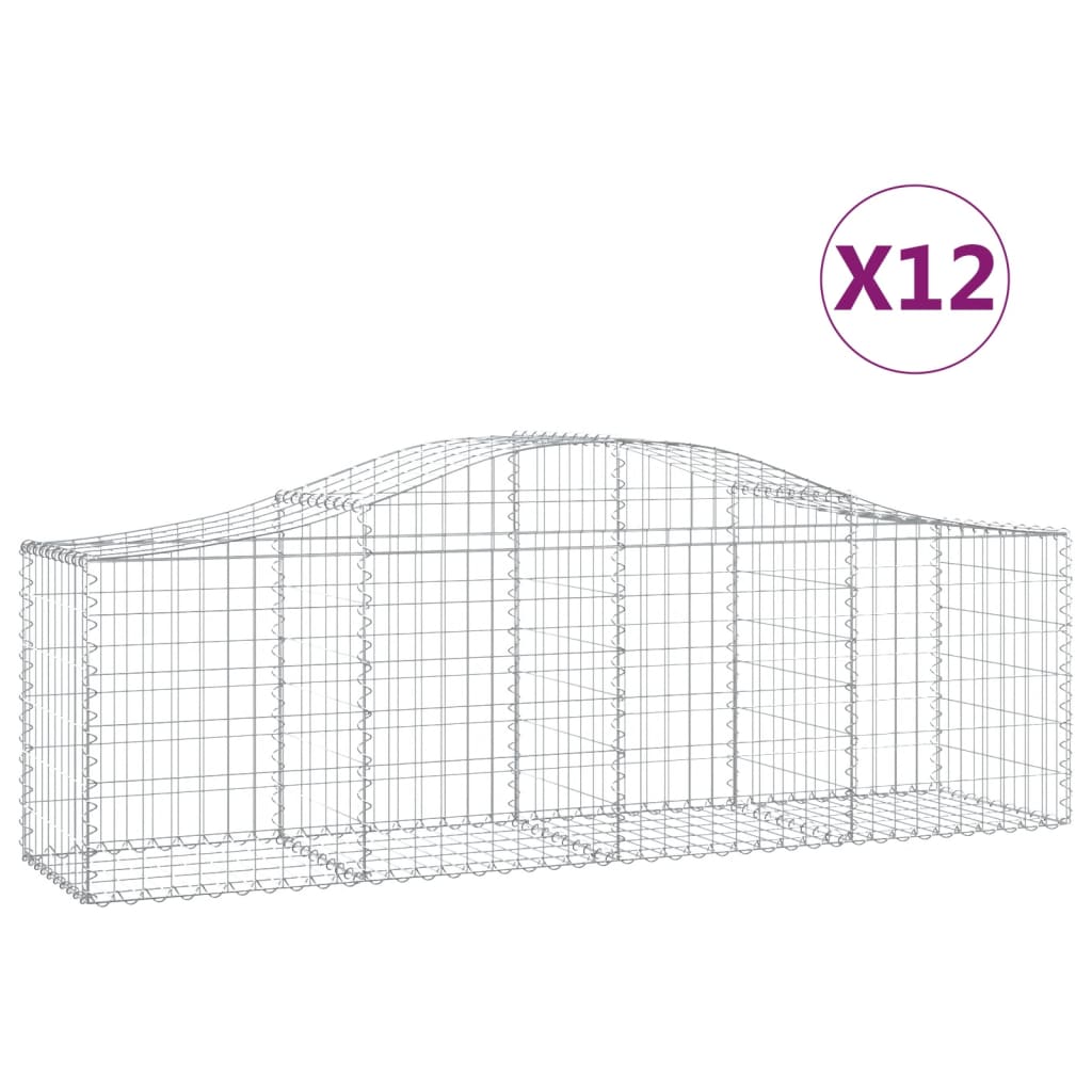 12 db íves horganyzott vas gabion kosár 200x50x60/80 cm 2