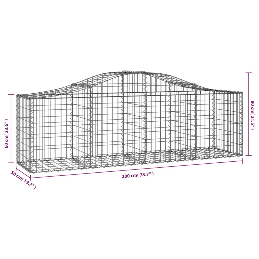 50 db íves horganyzott vas gabion kosár 200x50x60/80 cm 6