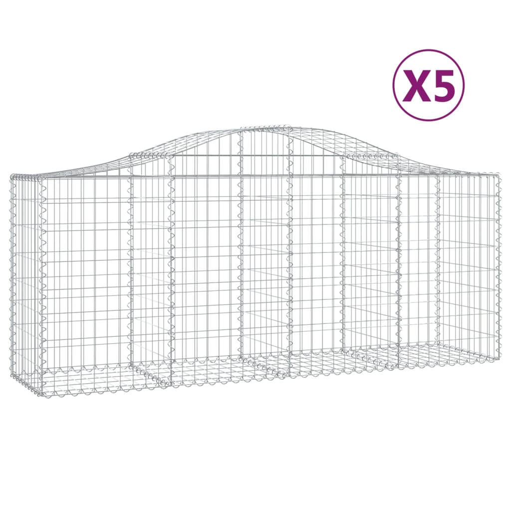 5 db íves horganyzott vas gabion kosár 200x50x80/100 cm 2