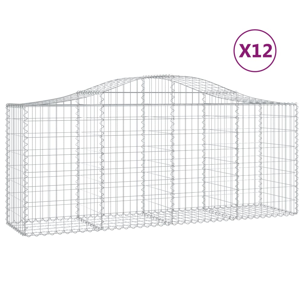 12 db íves horganyzott vas gabion kosár 200x50x80/100 cm 2
