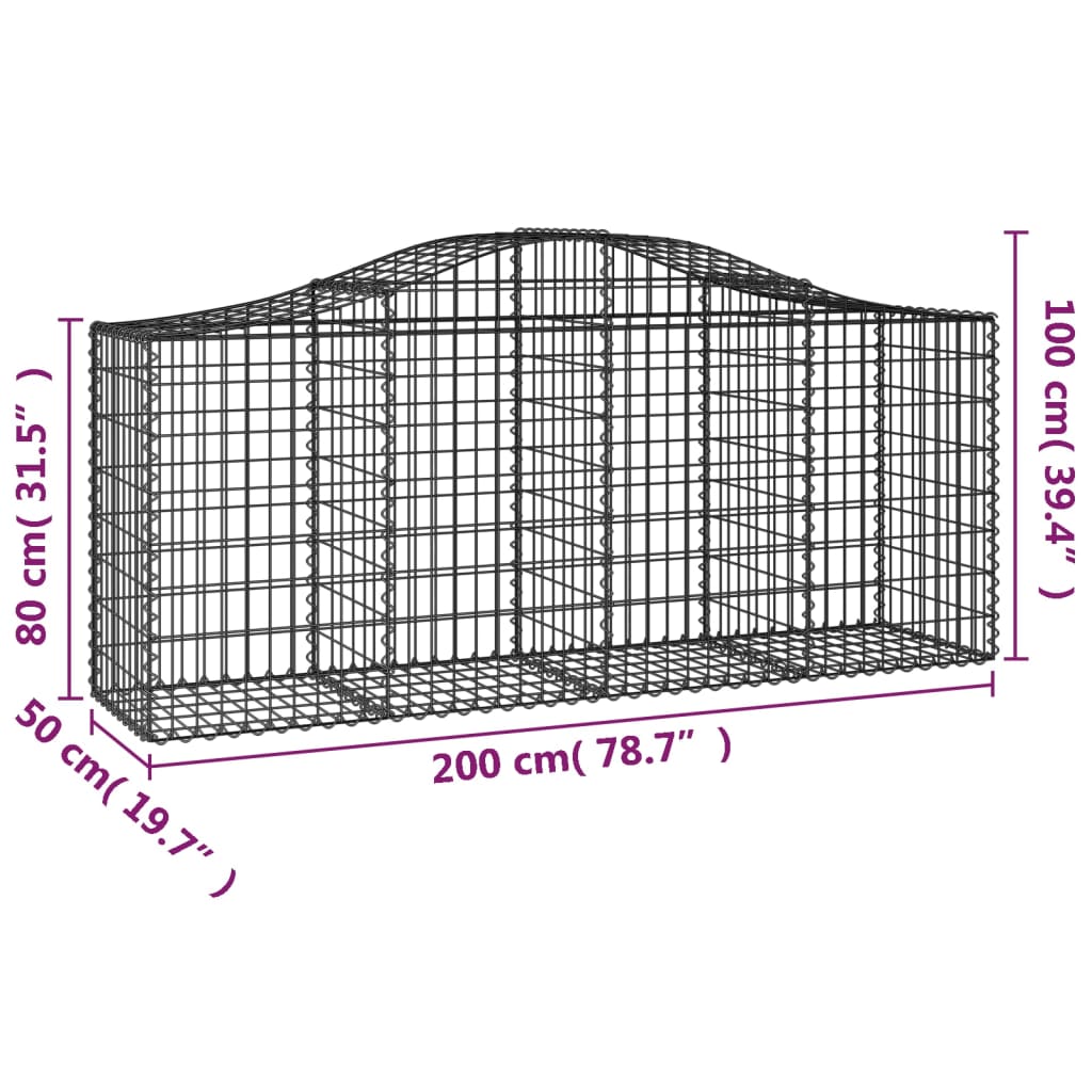30 db íves horganyzott vas gabion kosár 200x50x80/100 cm 6