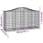 5 db íves horganyzott vas gabion kosár 200 x 50 x 100/120 cm 6