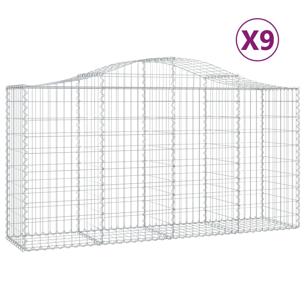 9 db íves horganyzott vas gabion kosár 200 x 50 x 100/120 cm 2