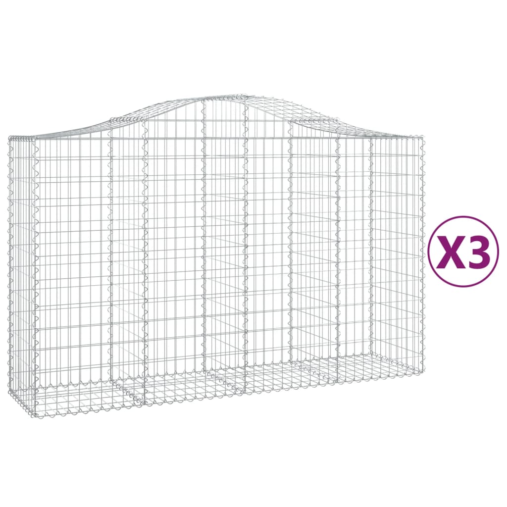 3 db íves horganyzott vas gabion kosár 200x50x120/140 cm 2