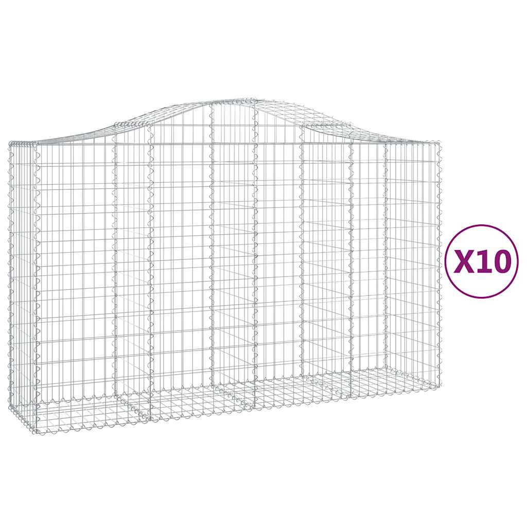 10 db íves horganyzott vas gabion kosár 200x50x120/140 cm 2