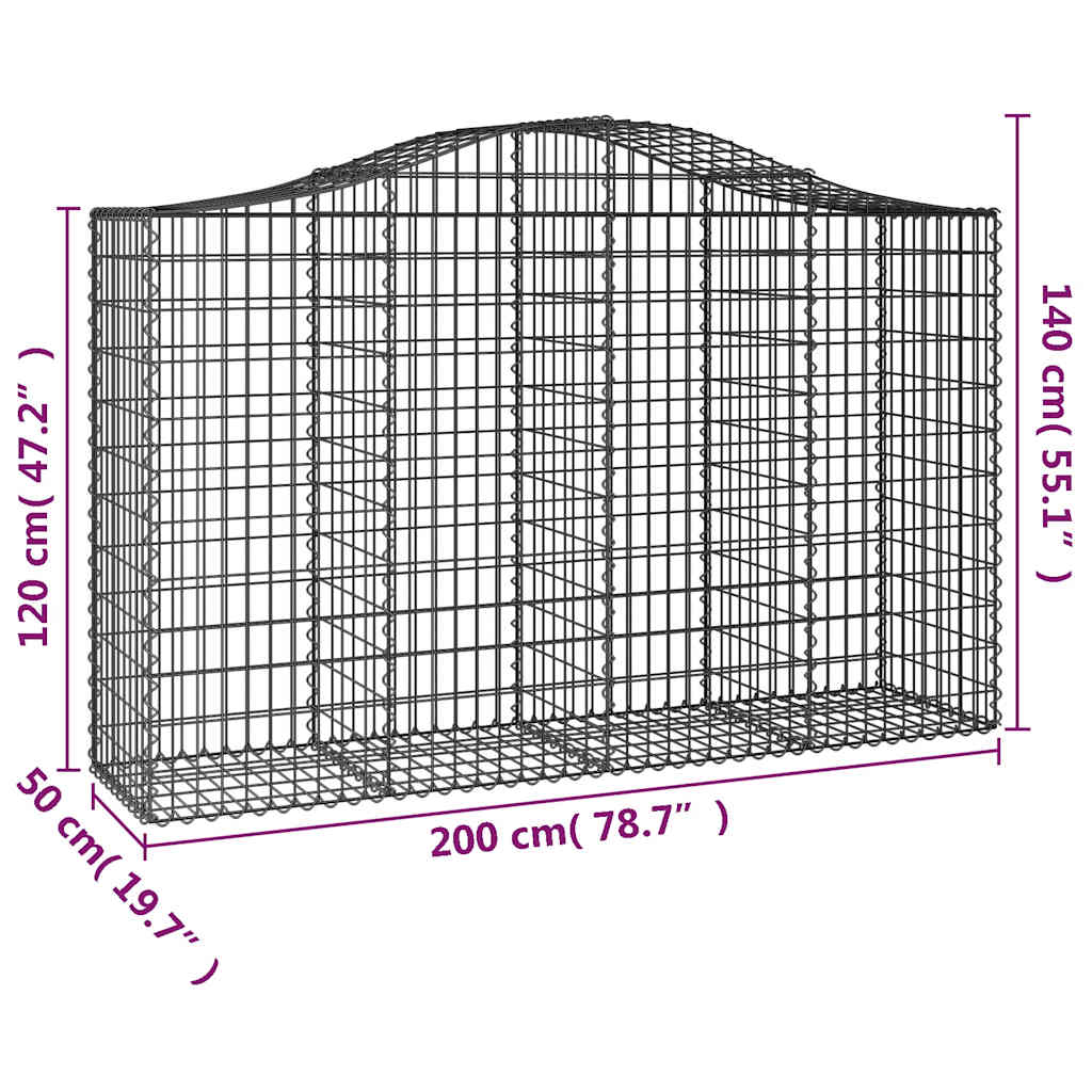 10 db íves horganyzott vas gabion kosár 200x50x120/140 cm 6