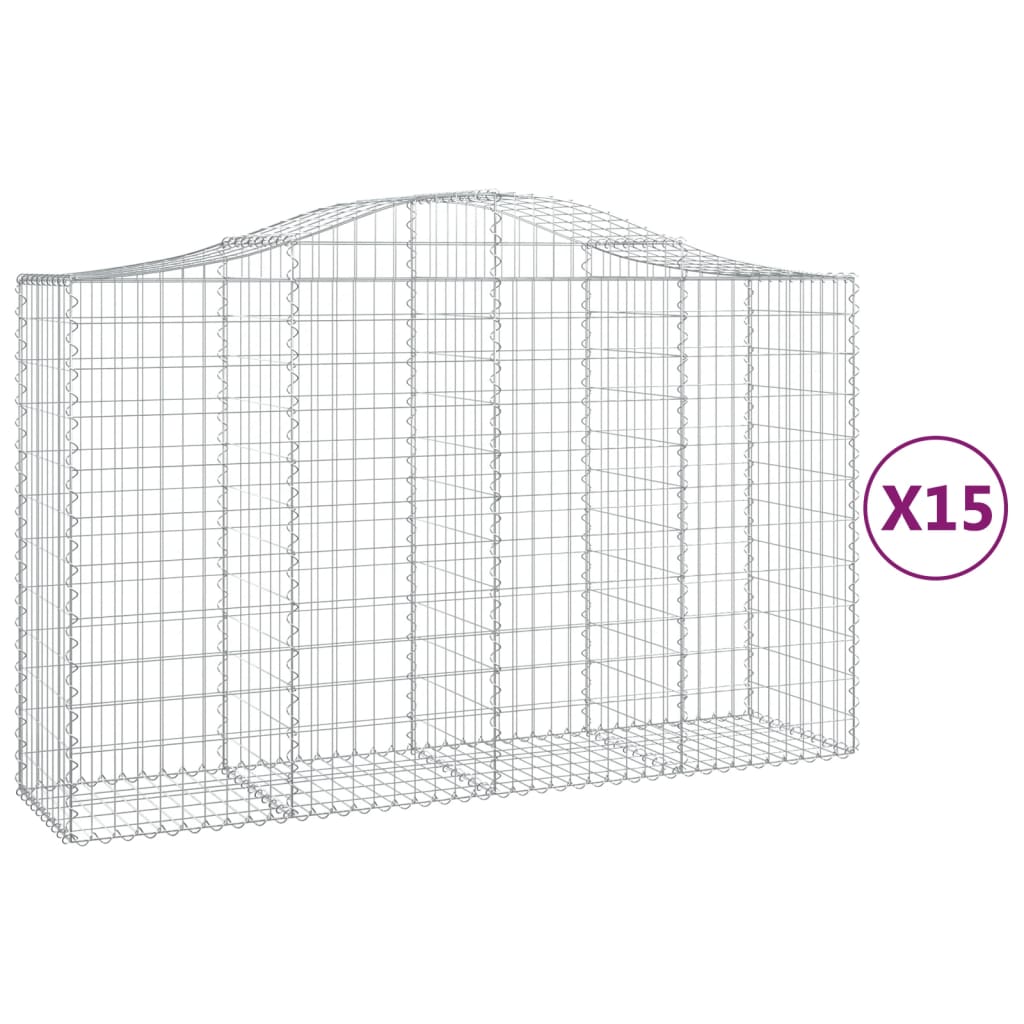 15 db íves horganyzott vas gabion kosár 200x50x120/140 cm 2