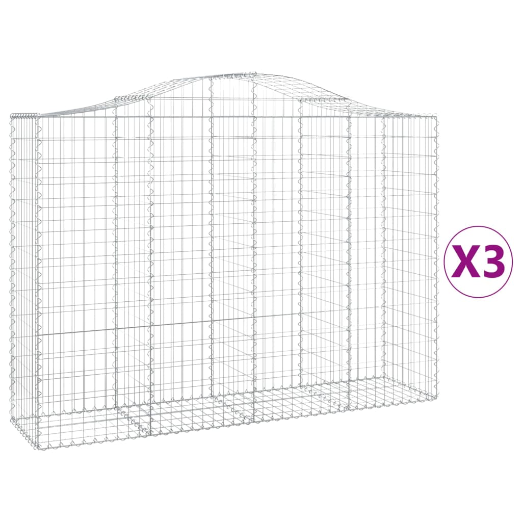 3 db íves horganyzott vas gabion kosár 200x50x140/160 cm 2
