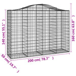 3 db íves horganyzott vas gabion kosár 200x50x140/160 cm 6