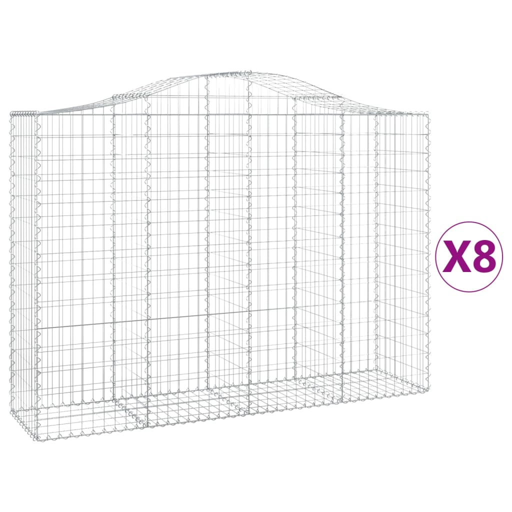 8 db íves horganyzott vas gabion kosár 200x50x140/160 cm 2