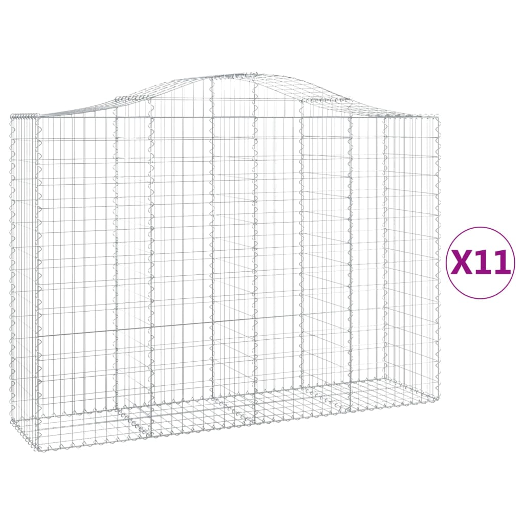 11 db íves horganyzott vas gabion kosár 200x50x140/160 cm 2