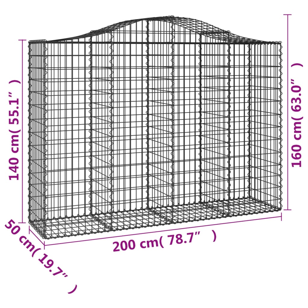13 db íves horganyzott vas gabion kosár 200x50x140/160 cm 6