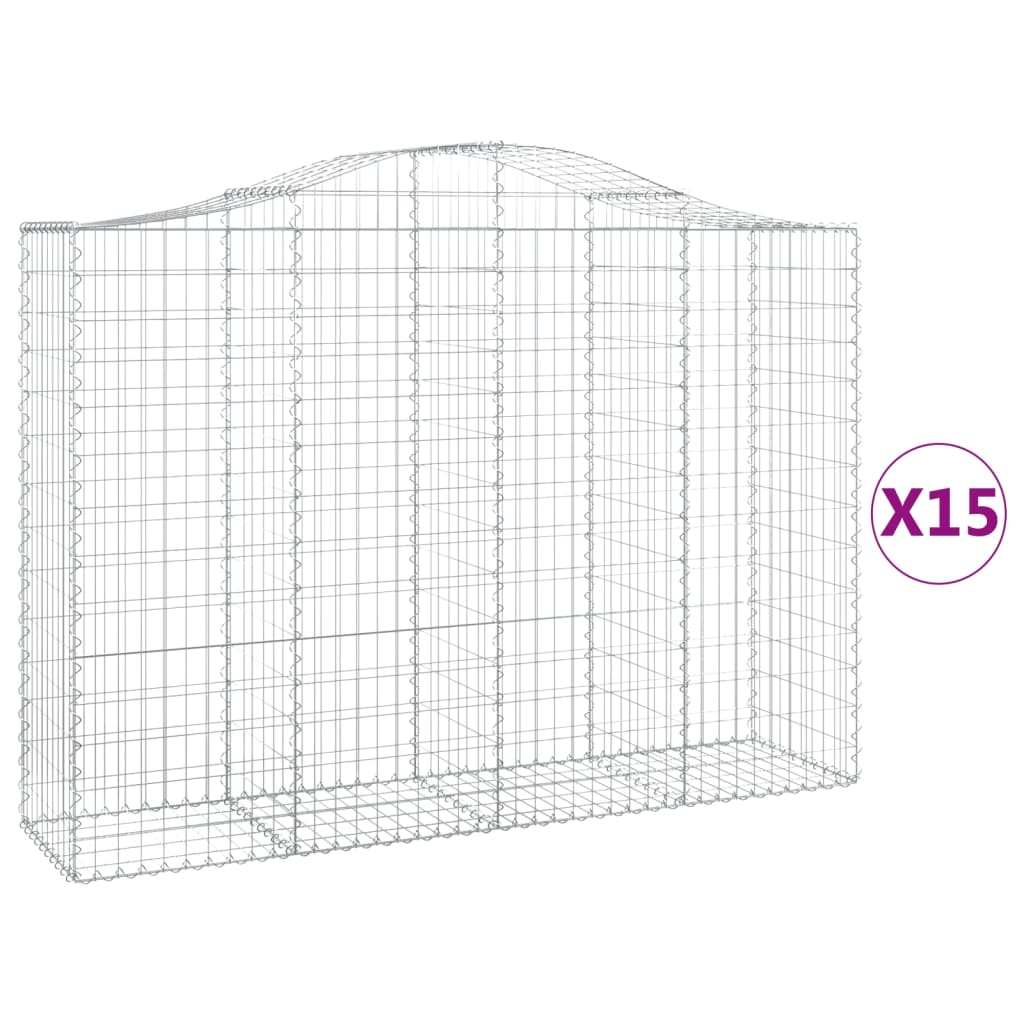 15 db íves horganyzott vas gabion kosár 200x50x140/160 cm 2