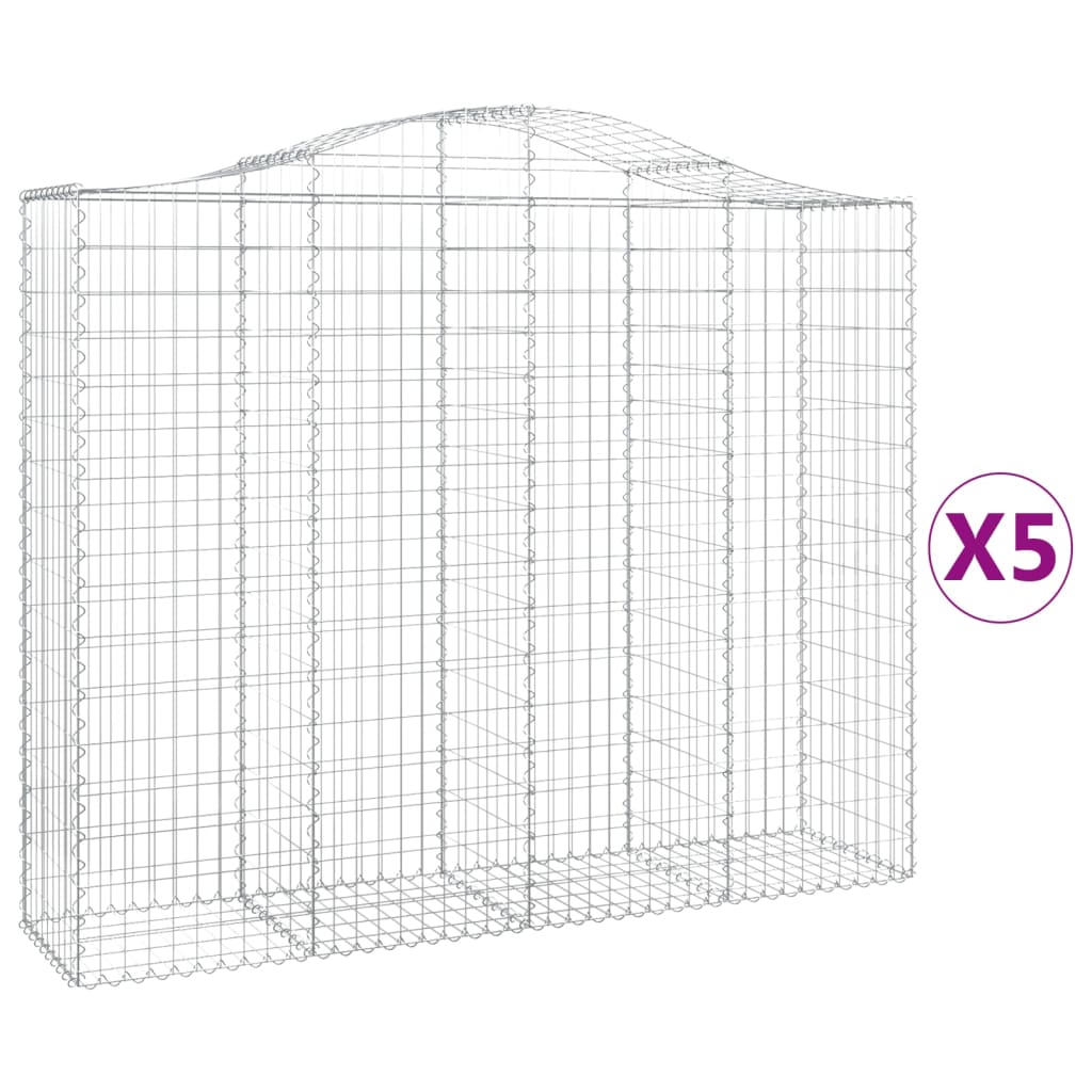 5 db íves horganyzott vas gabion kosár 200x50x160/180 cm 2