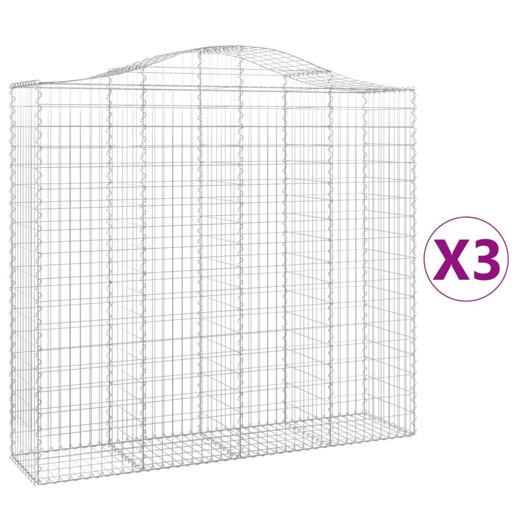 3 db íves horganyzott vas gabion kosár 200x50x180/200 cm 2