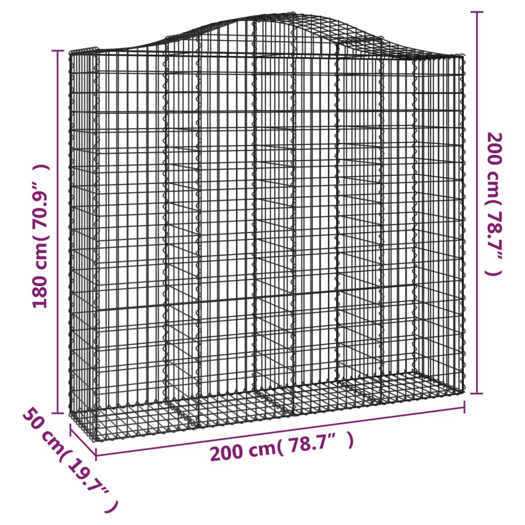 3 db íves horganyzott vas gabion kosár 200x50x180/200 cm 6