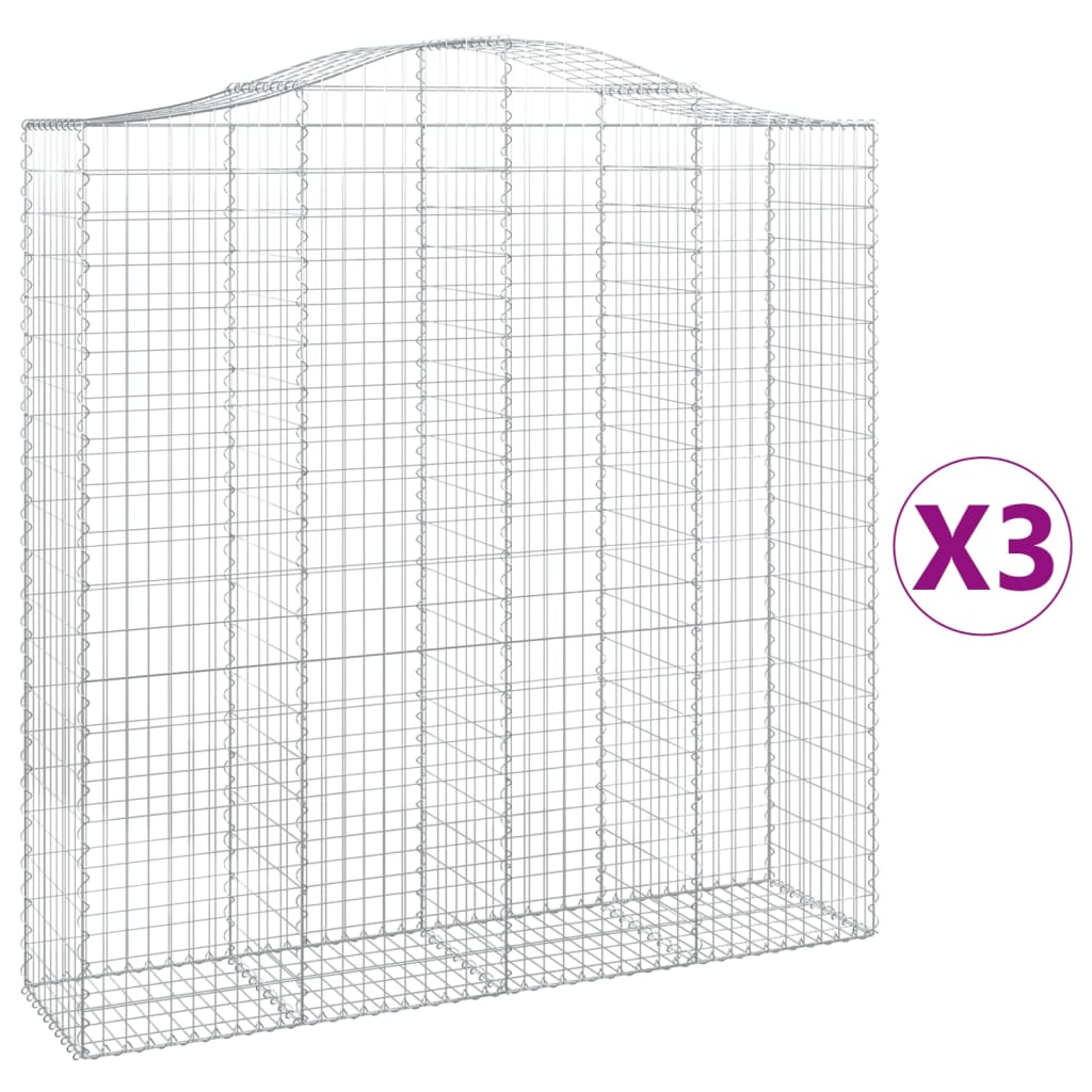 3 db íves horganyzott vas gabion kosár 200x50x200/220 cm 2