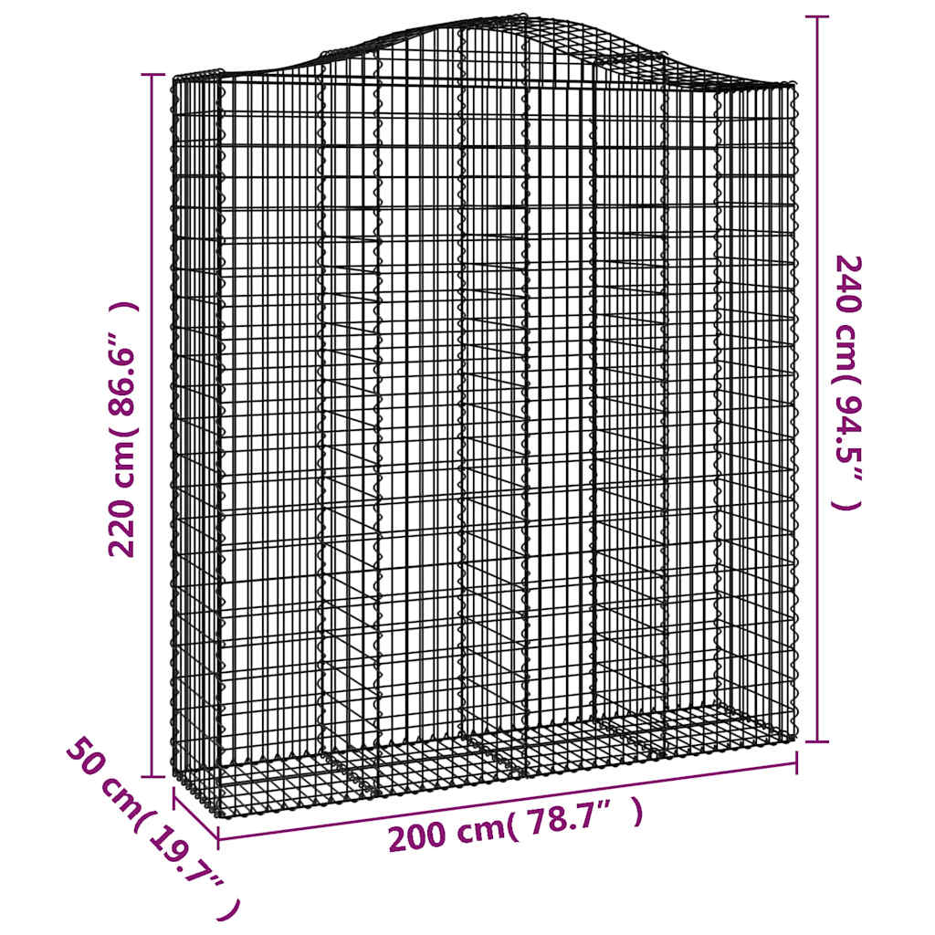 7 db íves horganyzott vas gabion kosár 200x50x220/240 cm 6