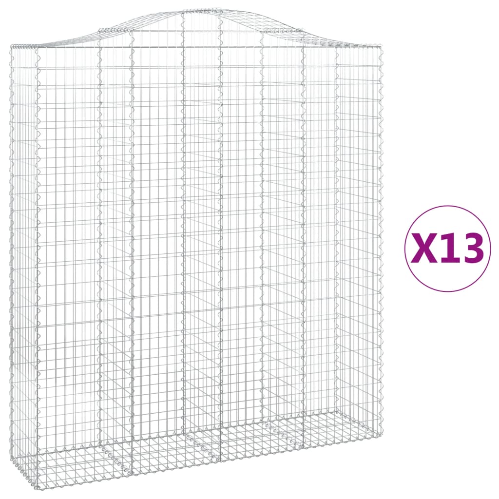 13 db íves horganyzott vas gabion kosár 200x50x220/240 cm 2