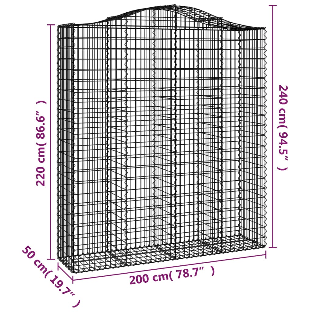 13 db íves horganyzott vas gabion kosár 200x50x220/240 cm 6