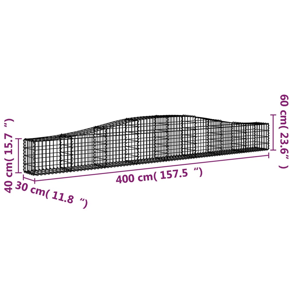 15 db íves horganyzott vas gabion kosár 400x30x40/60 cm 6