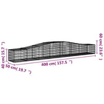 2 db íves horganyzott vas gabion kosár 400x50x40/60 cm 6