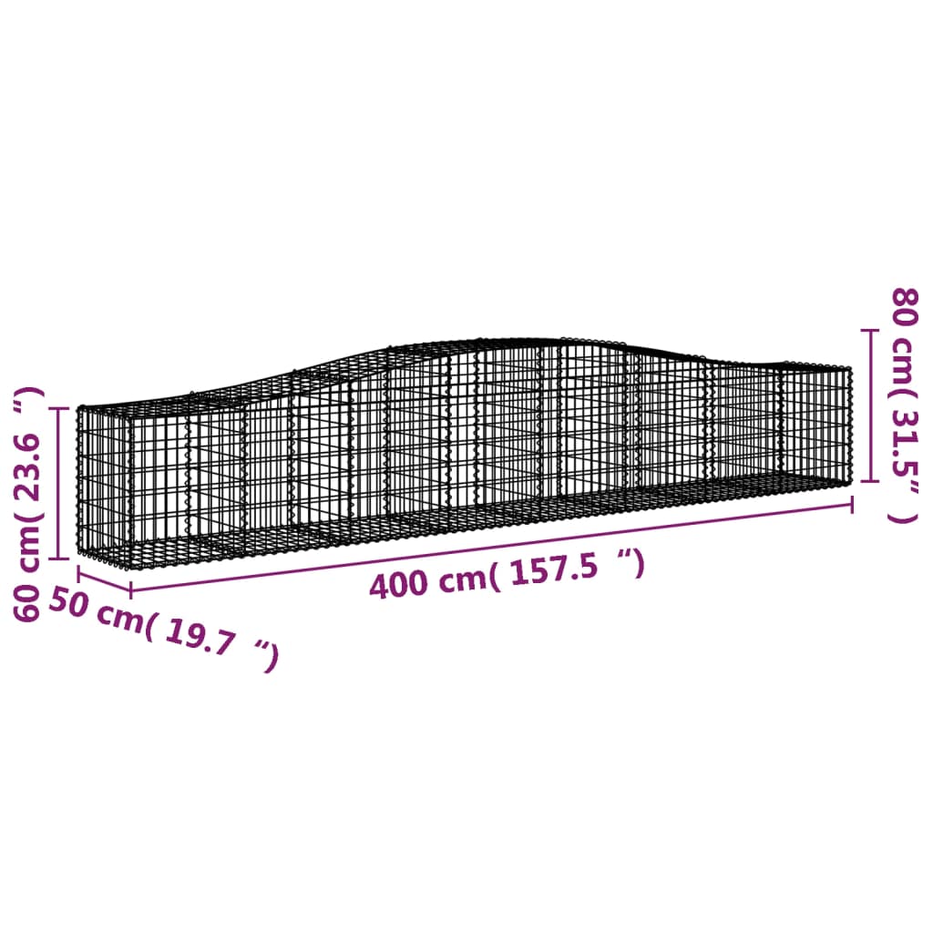15 db íves horganyzott vas gabion kosár 400x50x60/80 cm 6
