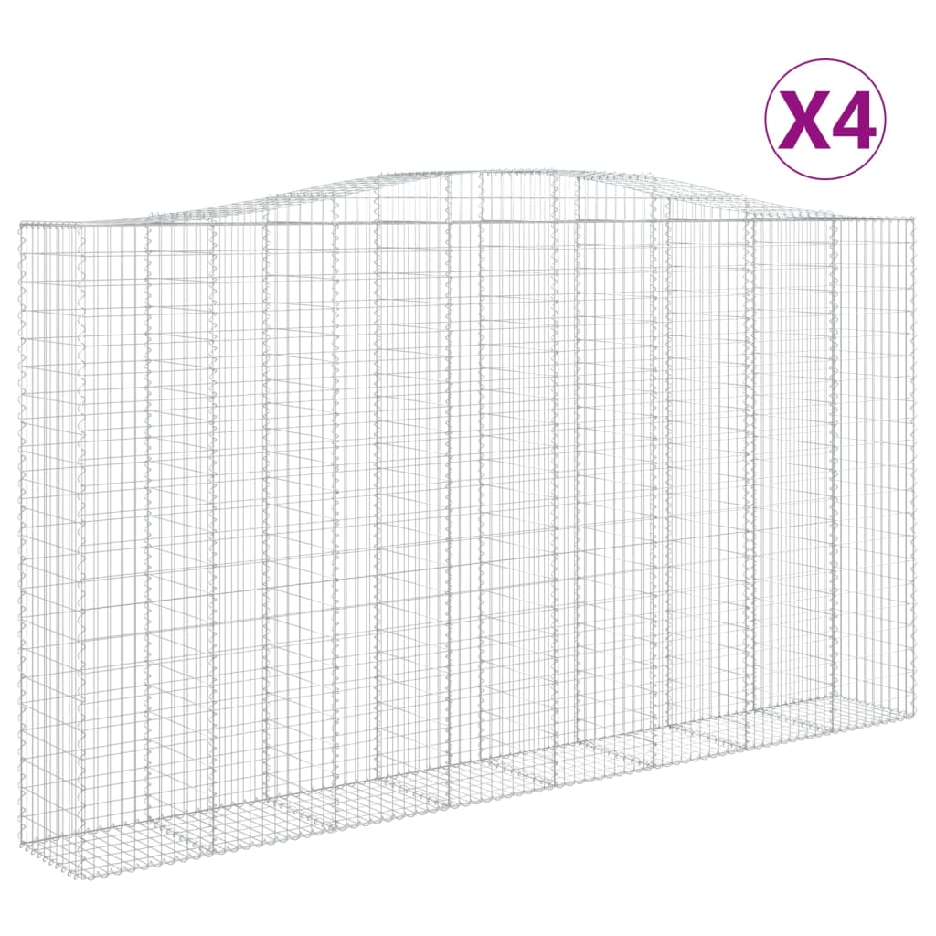 4 db íves horganyzott vas gabion kosár 400x50x220/240 cm 2