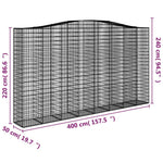 4 db íves horganyzott vas gabion kosár 400x50x220/240 cm 6