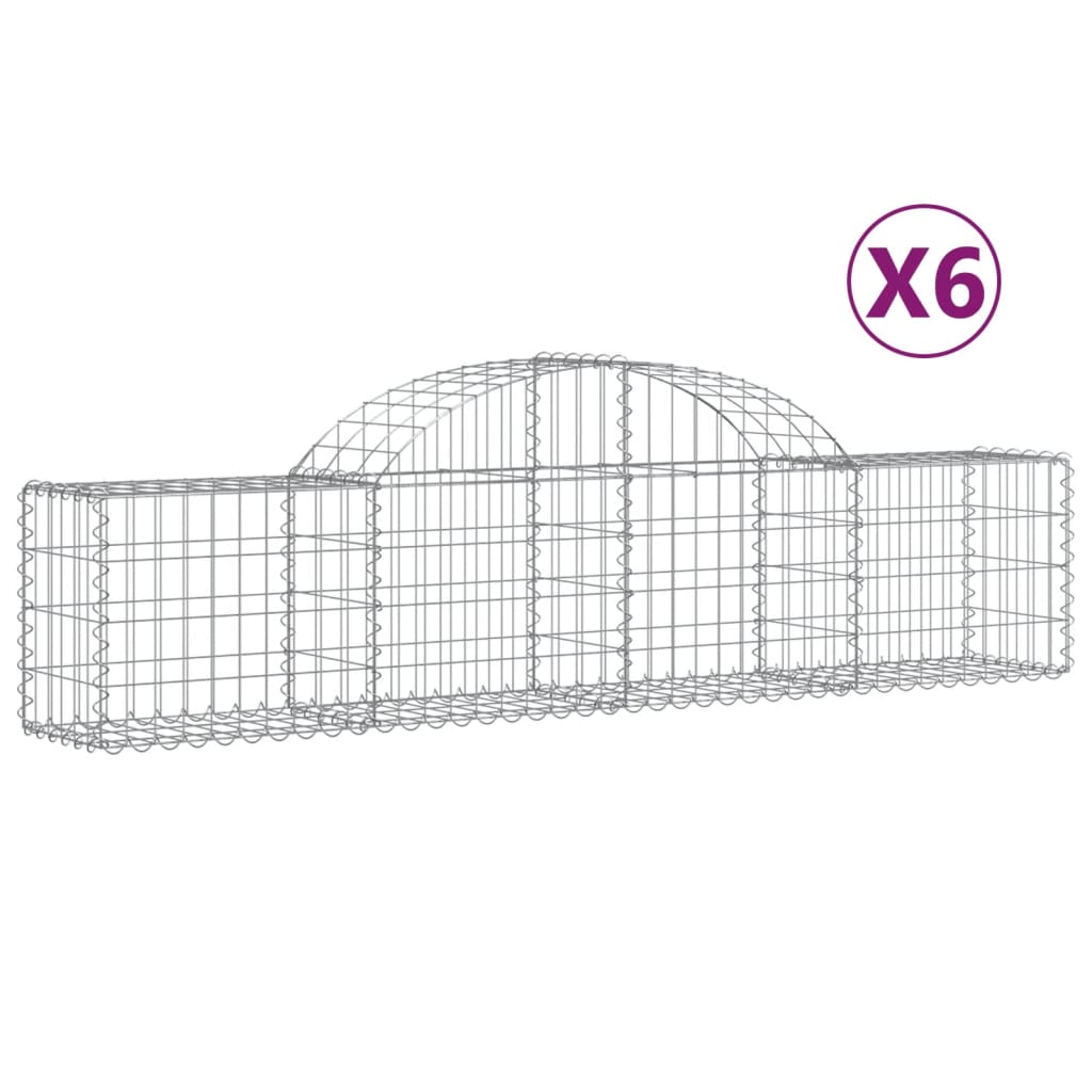 6 db íves horganyzott vas gabion kosár 200x30x40/60 cm 2