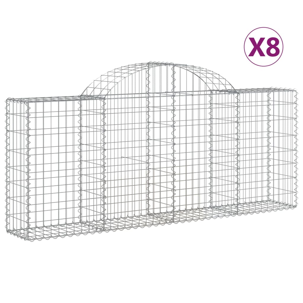8 db íves horganyzott vas gabion kosár 200x30x80/100 cm 2