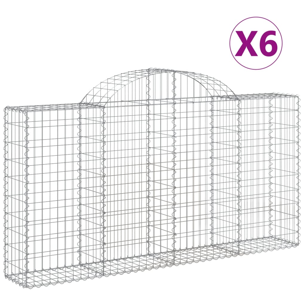 6 db íves horganyzott vas gabion kosár 200x30x100/120 cm 2
