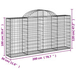 6 db íves horganyzott vas gabion kosár 200x30x100/120 cm 6