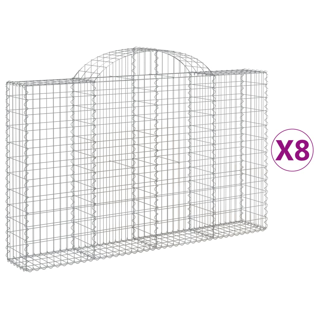 8 db íves horganyzott vas gabion kosár 200x30x120/140 cm 2