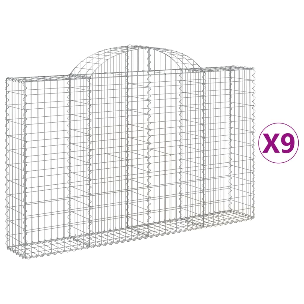 9 db íves horganyzott vas gabion kosár 200x30x120/140 cm 2
