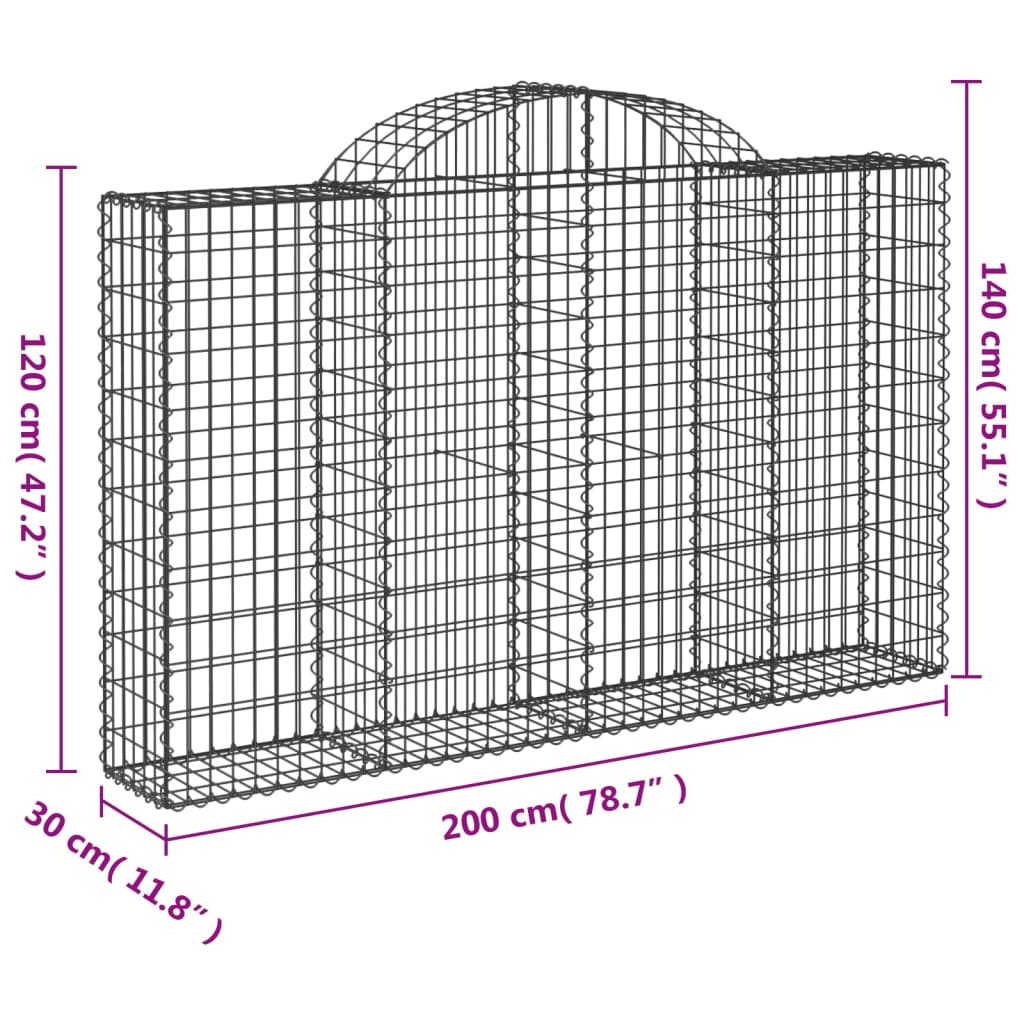 9 db íves horganyzott vas gabion kosár 200x30x120/140 cm 6