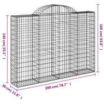 2 db íves horganyzott vas gabion kosár 200x30x140/160 cm 6