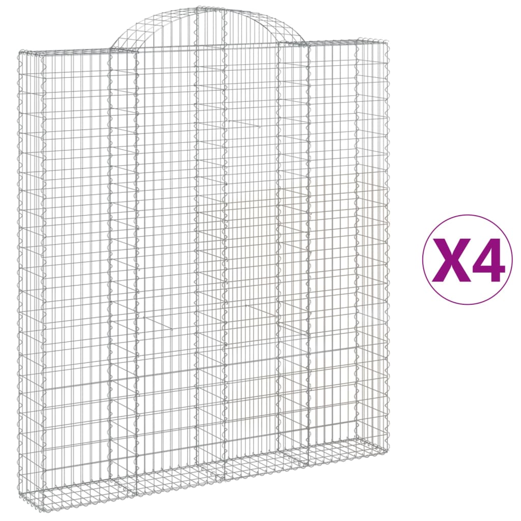 4 db íves horganyzott vas gabion kosár 200x30x220/240 cm 2