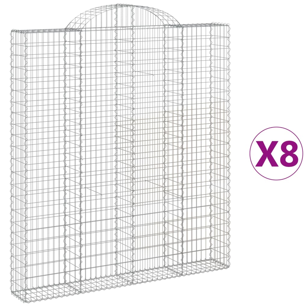 8 db íves horganyzott vas gabion kosár 200x30x220/240 cm 2