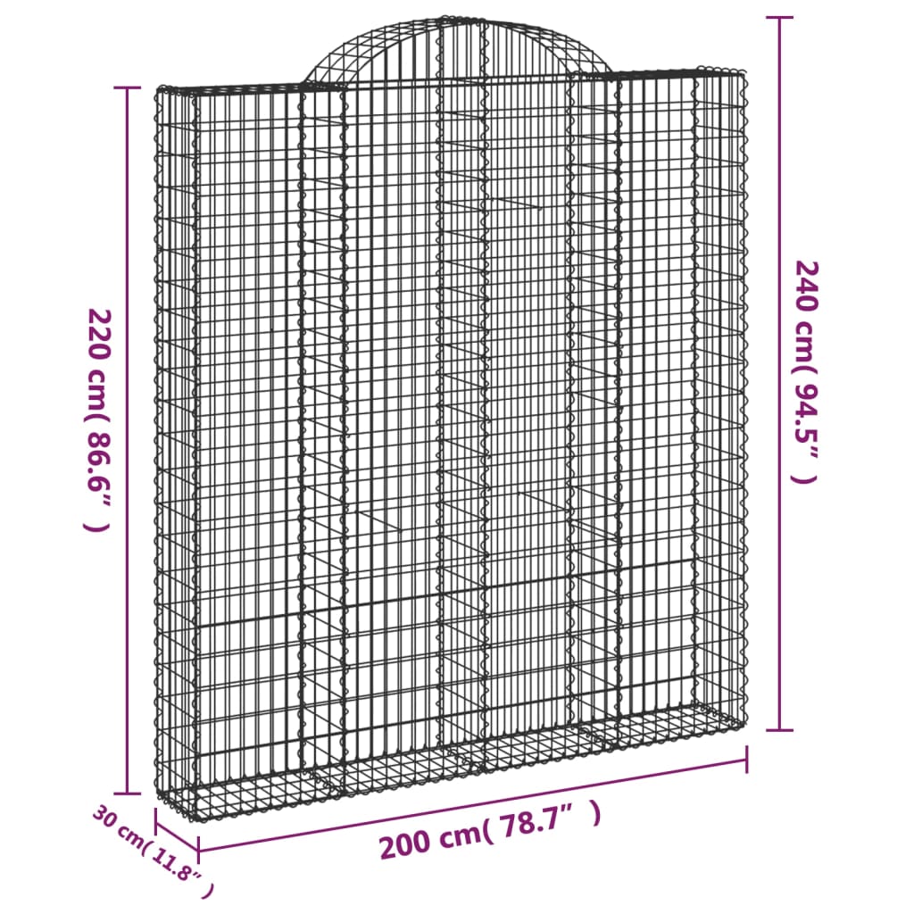 8 db íves horganyzott vas gabion kosár 200x30x220/240 cm 6