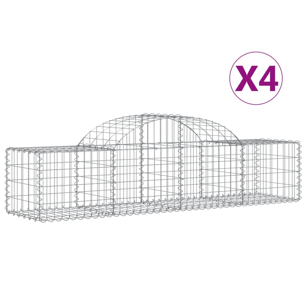 4 db íves horganyzott vas gabion kosár 200x50x40/60 cm 2