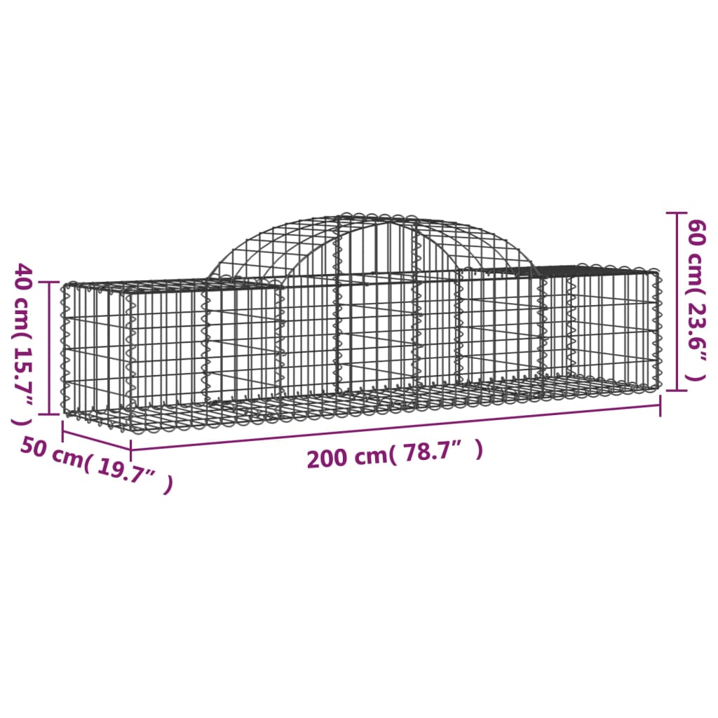 18 db íves horganyzott vas gabion kosár 200x50x40/60 cm 6