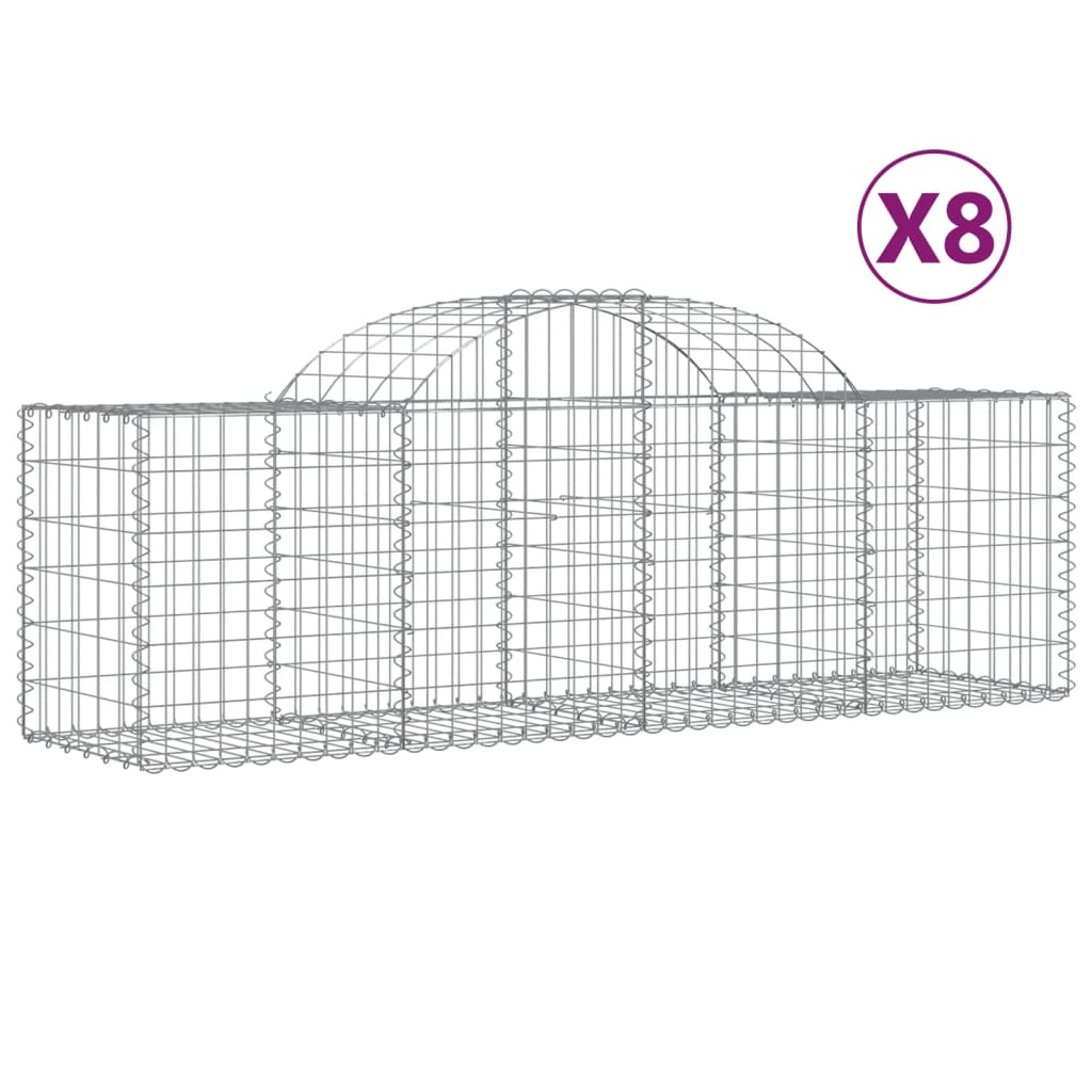 8 db íves horganyzott vas gabion kosár 200x50x60/80 cm 2