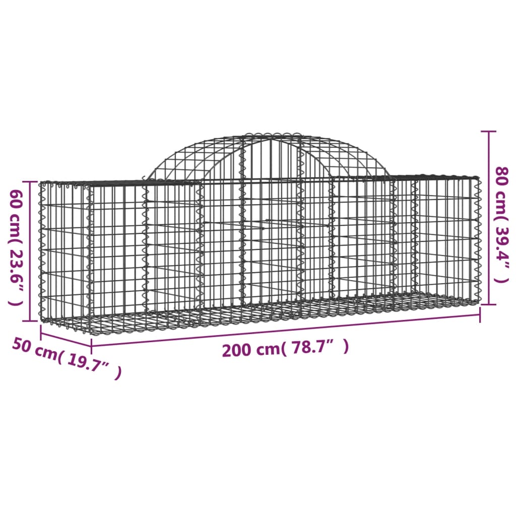 25 db íves horganyzott vas gabion kosár 200x50x60/80 cm 6
