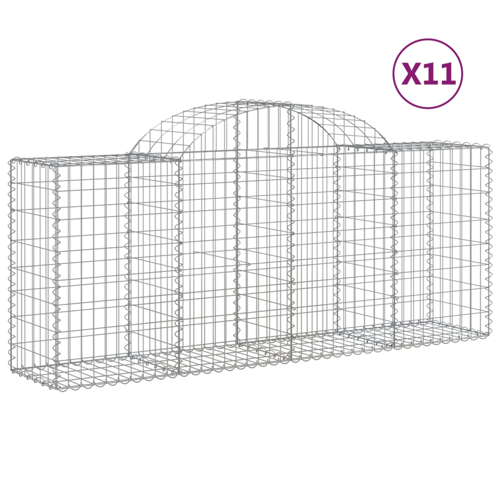 11 db íves horganyzott vas gabion kosár 200x50x80/100 cm 2