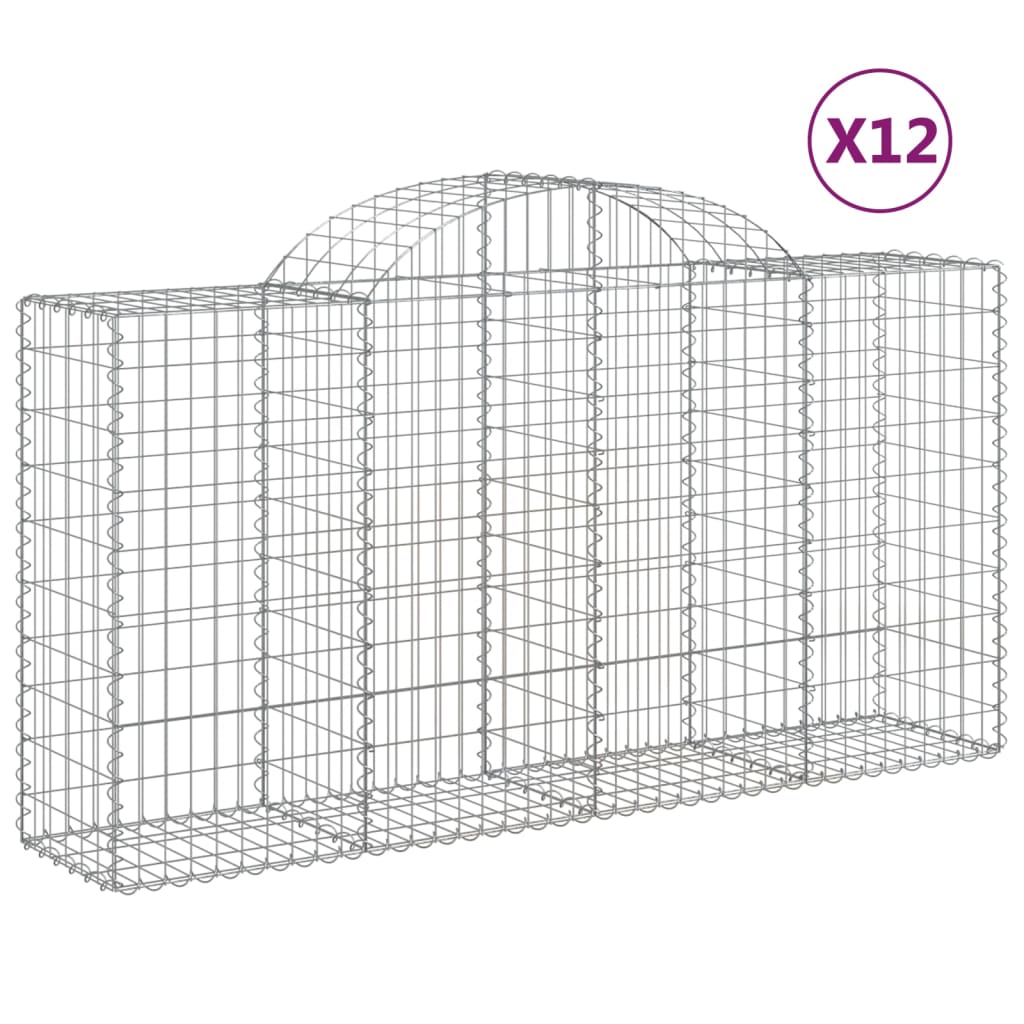 12 db íves horganyzott vas gabion kosár 200x50x100/120 cm 2