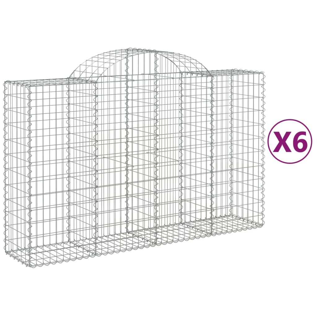 6 db íves horganyzott vas gabion kosár 200x50x120/140 cm 2