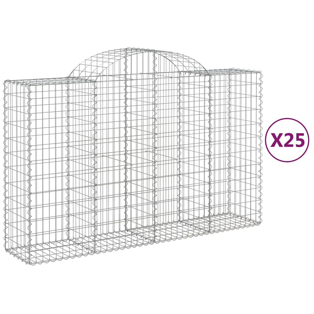 25 db íves horganyzott vas gabion kosár 200x50x120/140 cm 2