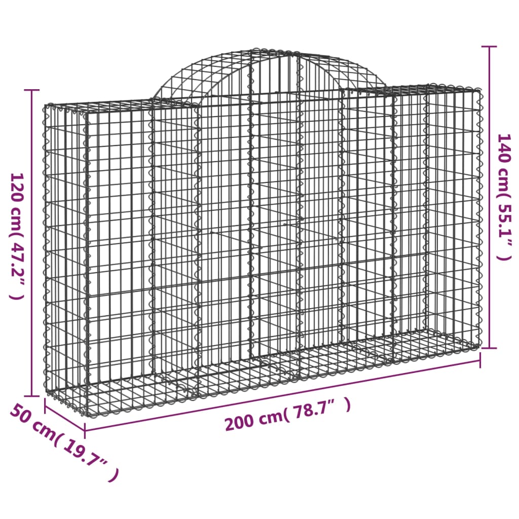 25 db íves horganyzott vas gabion kosár 200x50x120/140 cm 6